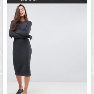 ASOS chunky knit midi dress with rib panel